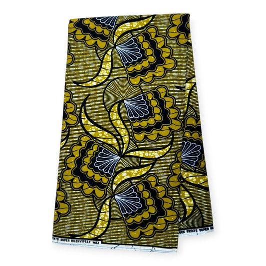 Wax Pagne Africain 6 Yards - 100% Coton - Vert, Bleu & Noir Soumawax