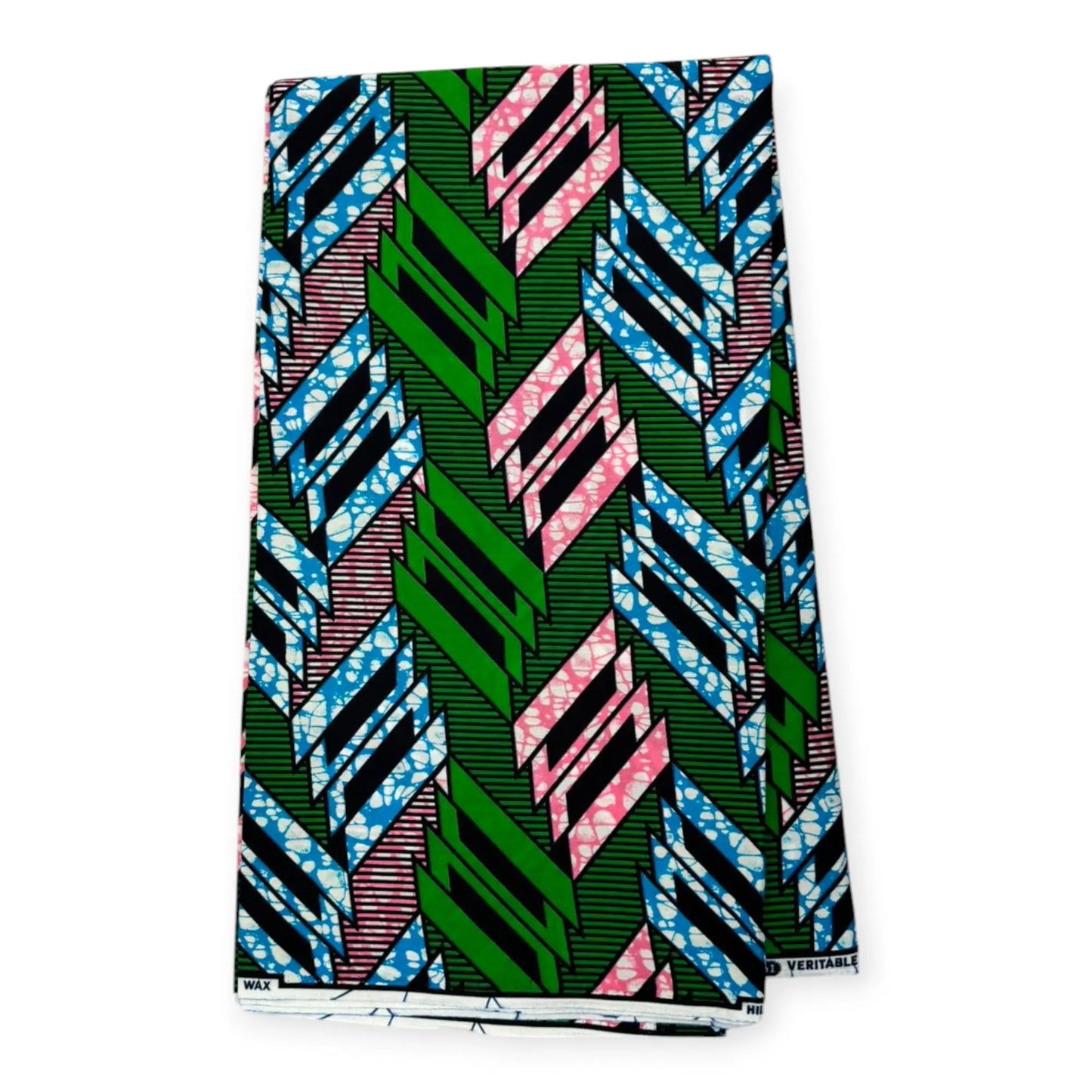 Wax Pagne Africain 6 Yards - 100% Coton - Vert, Bleu & Rose Soumawax