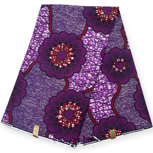Wax Pagne Africain 6 Yards - 100% Coton - Violet Soumawax