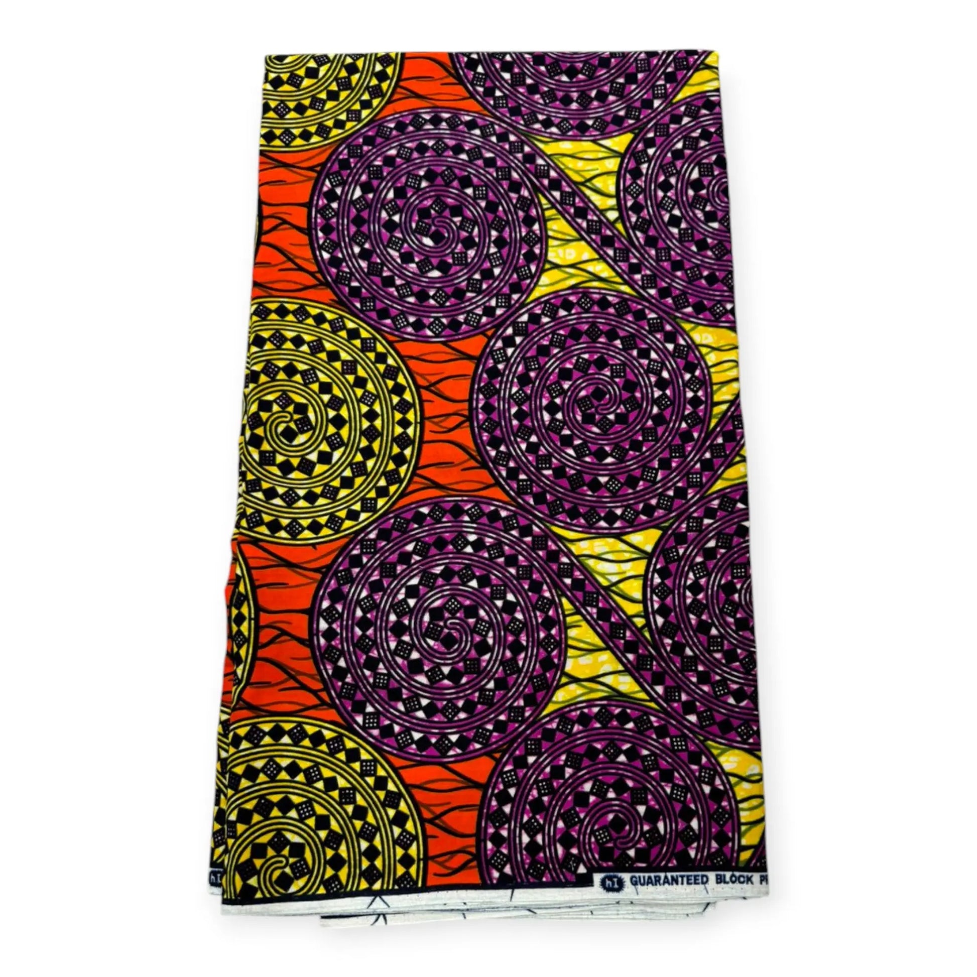 Wax Pagne Africain 6 Yards - 100% Coton - Violet, Jaune & Orange Soumawax