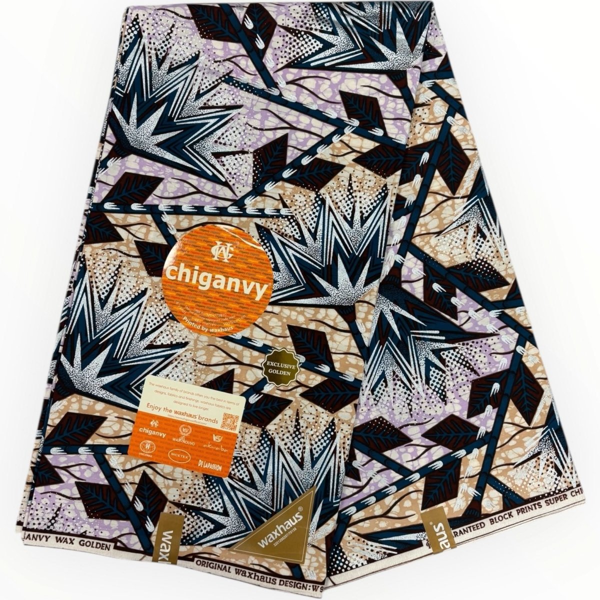 Demi Super Brillant 6 Yards - 100% Coton - Bleu, Violet, Marron, Beige et Argenté - Soumawax Soumawax