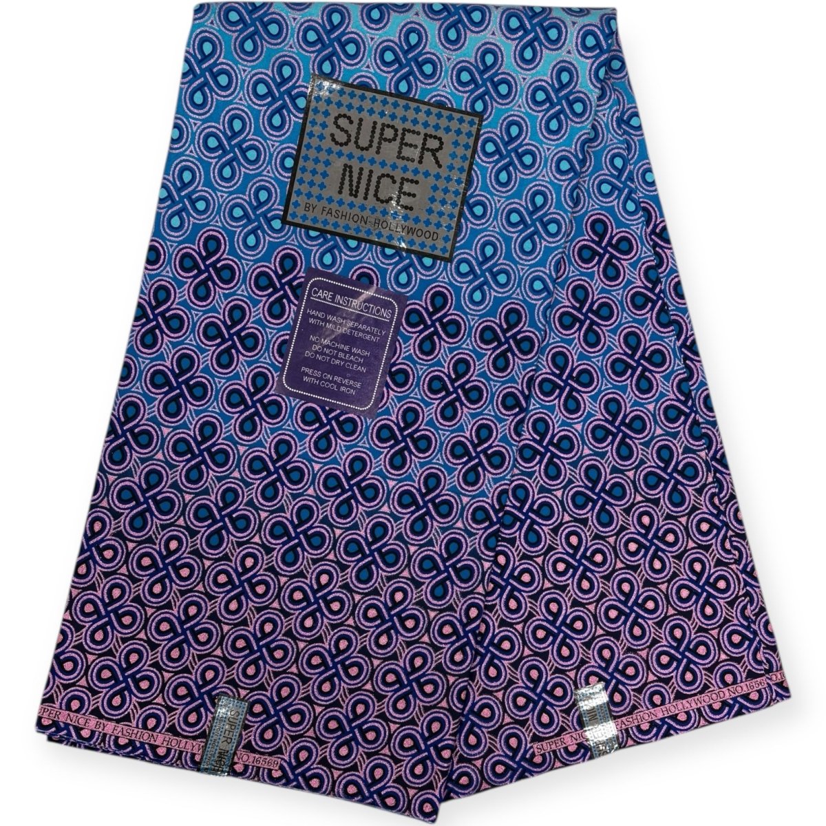Pagne Wax Brillant Super Nice 6 Yards - Bleu et Rose - Soumawax Soumawax