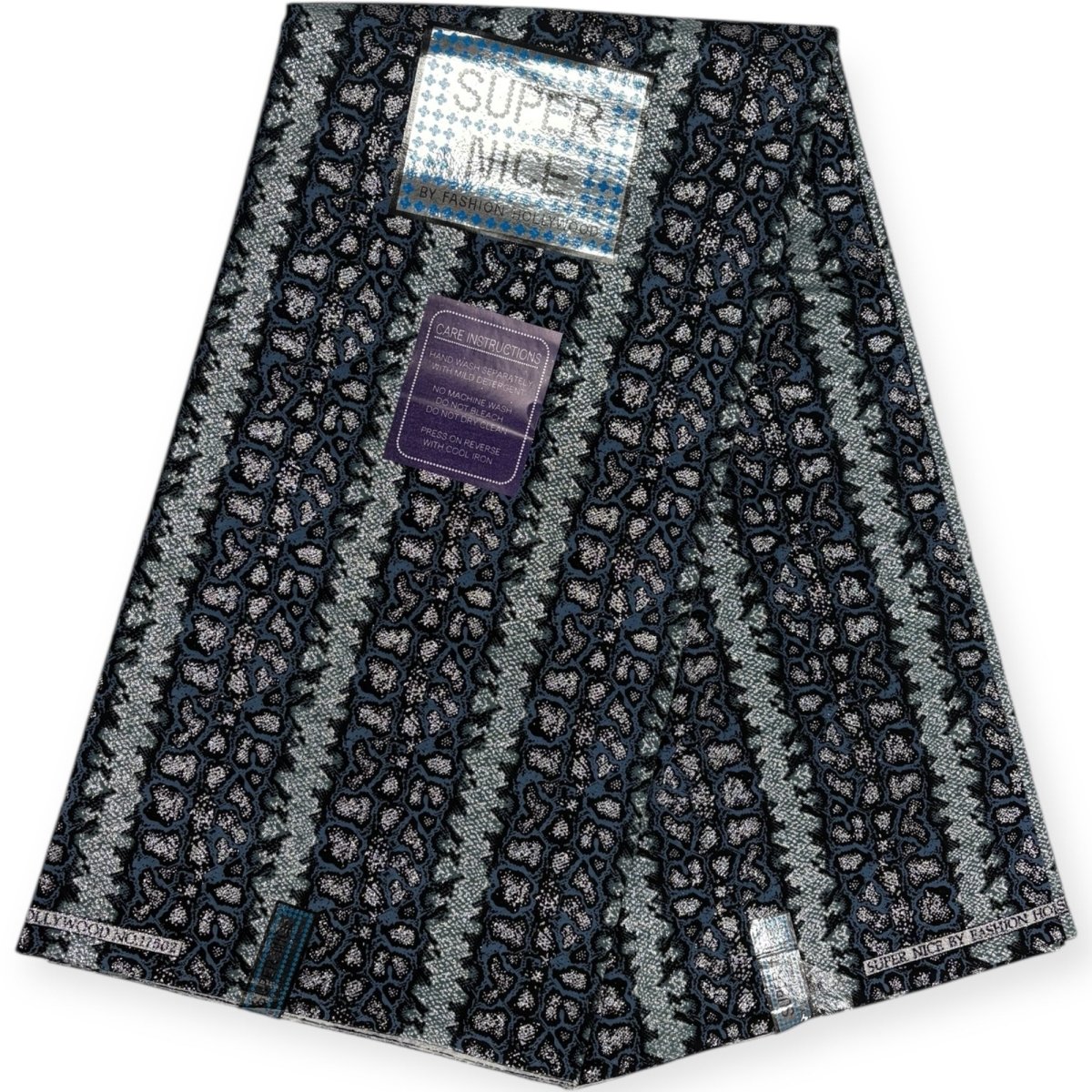 Pagne Wax Brillant Super Nice 6 Yards - Gris et Argenté - Soumawax Soumawax