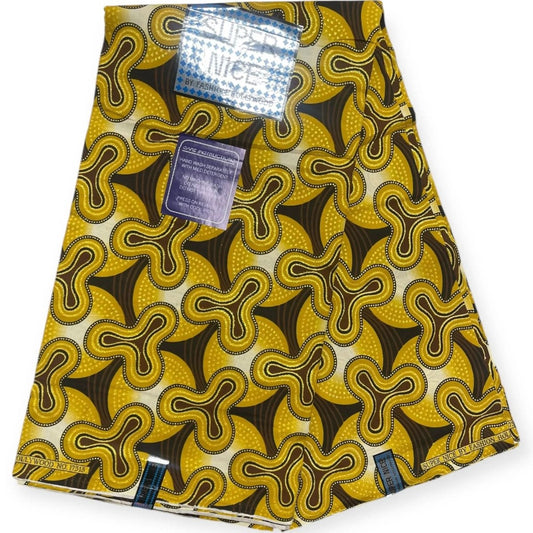 Wax Brillant Super Nice 6 Yards - Marron et Or Soumawax Soumawax