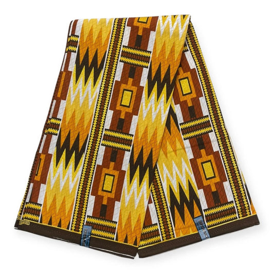 Pagne Wax Brillant Super Nice 6 Yards - Marron et Or - Soumawax Soumawax