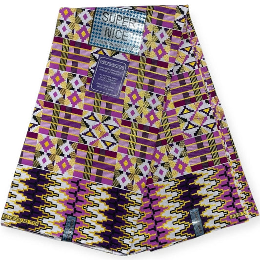 Pagne Wax Brillant Super Nice 6 Yards - Rose, Blanc et Or - Soumawax Soumawax