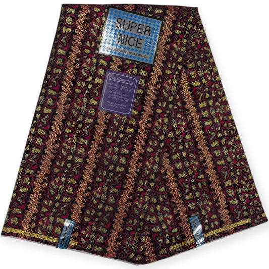 Pagne Wax Brillant Super Nice 6 Yards - Rose et Or - Soumawax Soumawax