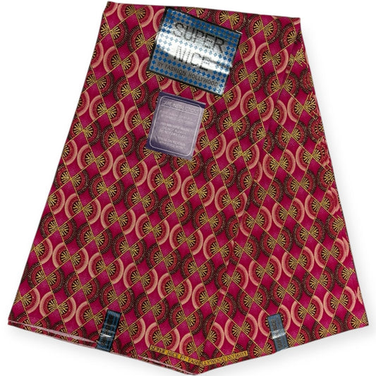 Pagne Wax Brillant Super Nice 6 Yards - Rose et Or - Soumawax Soumawax
