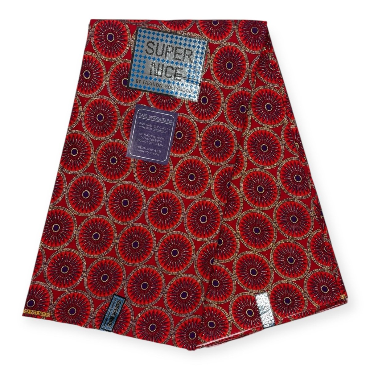 Pagne Wax Brillant Super Nice 6 Yards - Rose, Rouge, Bleu et Vert - Soumawax Soumawax