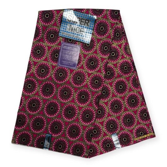 Pagne Wax Brillant Super Nice 6 Yards - Rose, Rouge, Bleu et Vert - Soumawax Soumawax