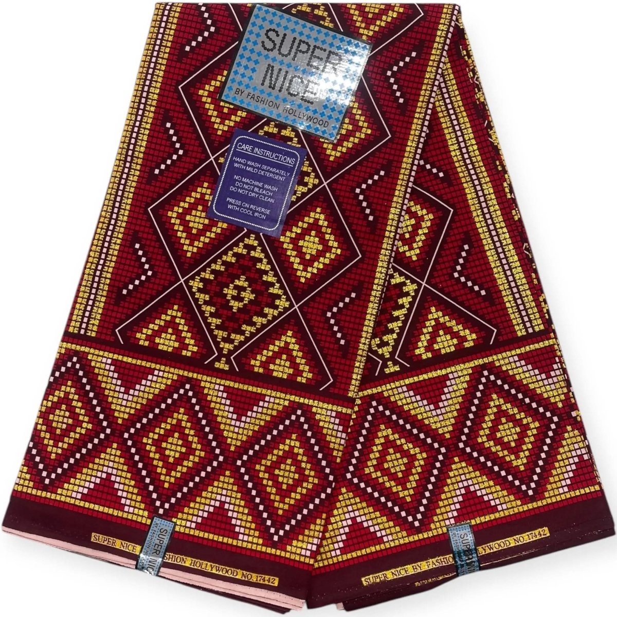 Pagne Wax Brillant Super Nice 6 Yards - Rouge et Or - Soumawax Soumawax