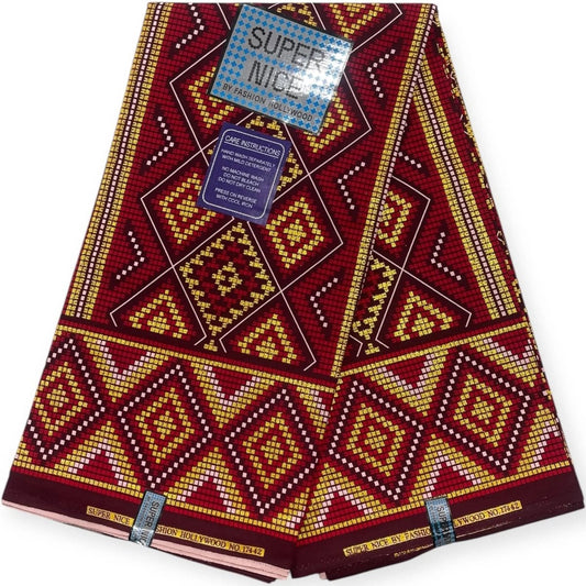 Pagne Wax Brillant Super Nice 6 Yards - Rouge et Or - Soumawax Soumawax
