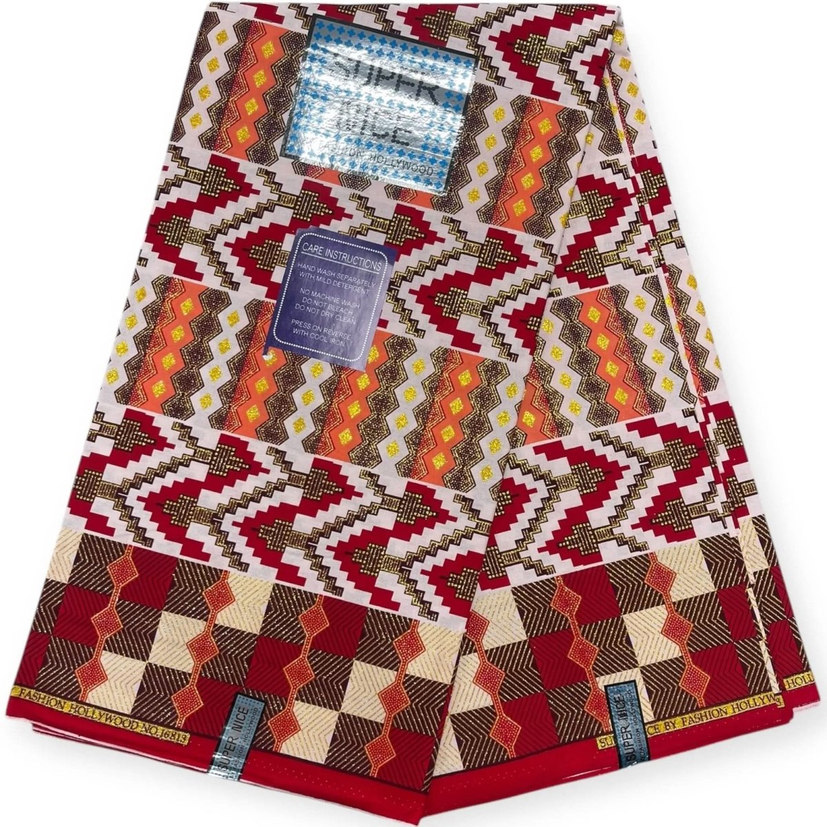 Pagne Wax Brillant Super Nice 6 Yards - Rouge et Or - Soumawax Soumawax