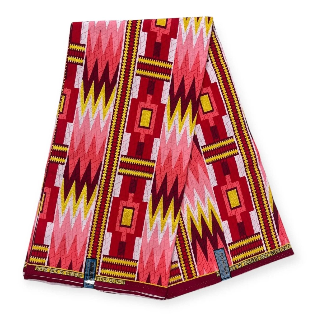 Pagne Wax Brillant Super Nice 6 Yards - Rouge et Rose - Soumawax Soumawax
