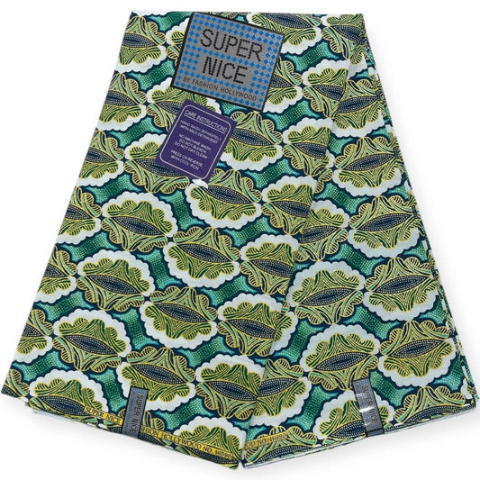 Pagne Wax Brillant Super Nice 6 Yards - Vert et Or - Soumawax Soumawax