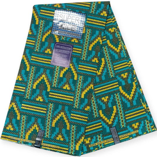 Pagne Wax Brillant Super Nice 6 Yards - Vert et Or - Soumawax Soumawax