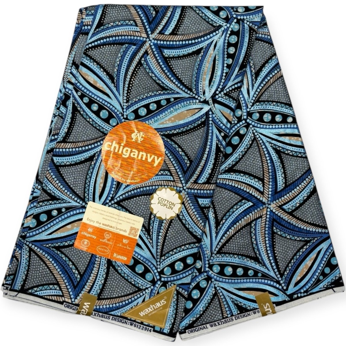 Wax Demi Super Chiganvy Brillant 6 Yards - 100% Coton - Bleu - Soumawax Soumawax