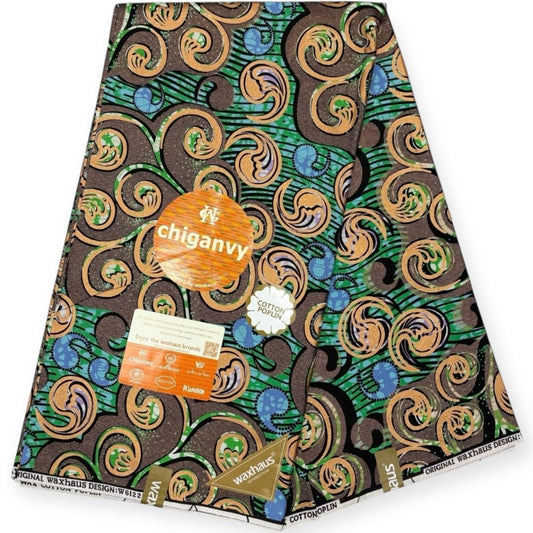 Wax Demi Super Chiganvy Brillant 6 Yards - 100% Coton - Marron - Soumawax Soumawax