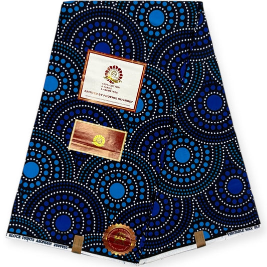 Wax Hitarget 6 Yards - 100% Coton - Bleu - Soumawax Soumawax