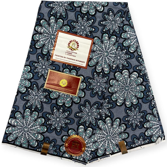 Wax Hitarget 6 Yards - 100% Coton - Bleu - Soumawax Soumawax