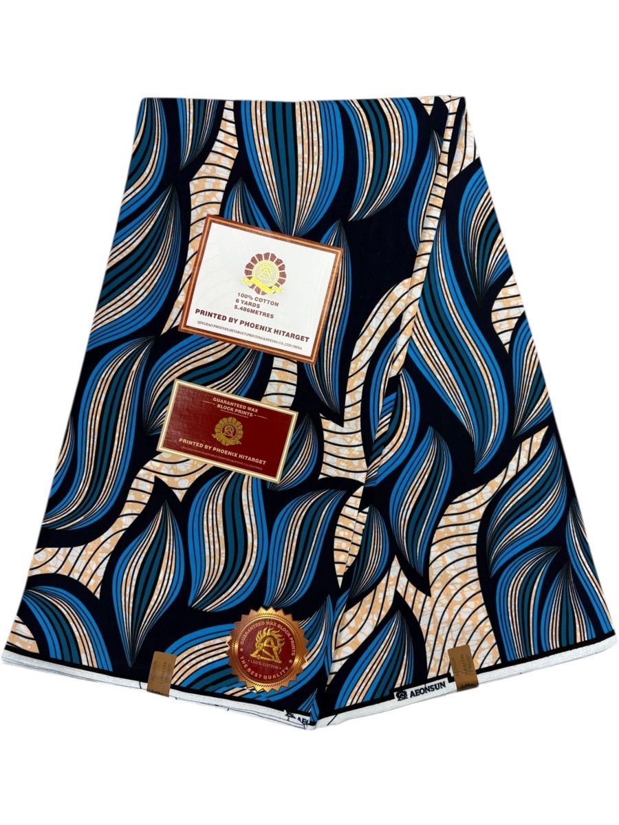 Wax Hitarget 6 Yards - 100% Coton - Bleu et Rose Saumon - Soumawax Soumawax