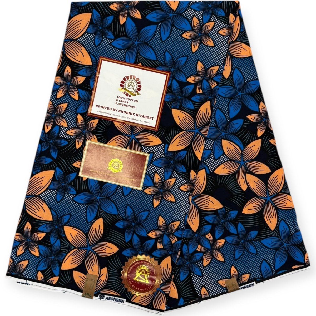 Tissu Wax Bleu et Rose Hitarget avec motif Floral - Soumawax Soumawax