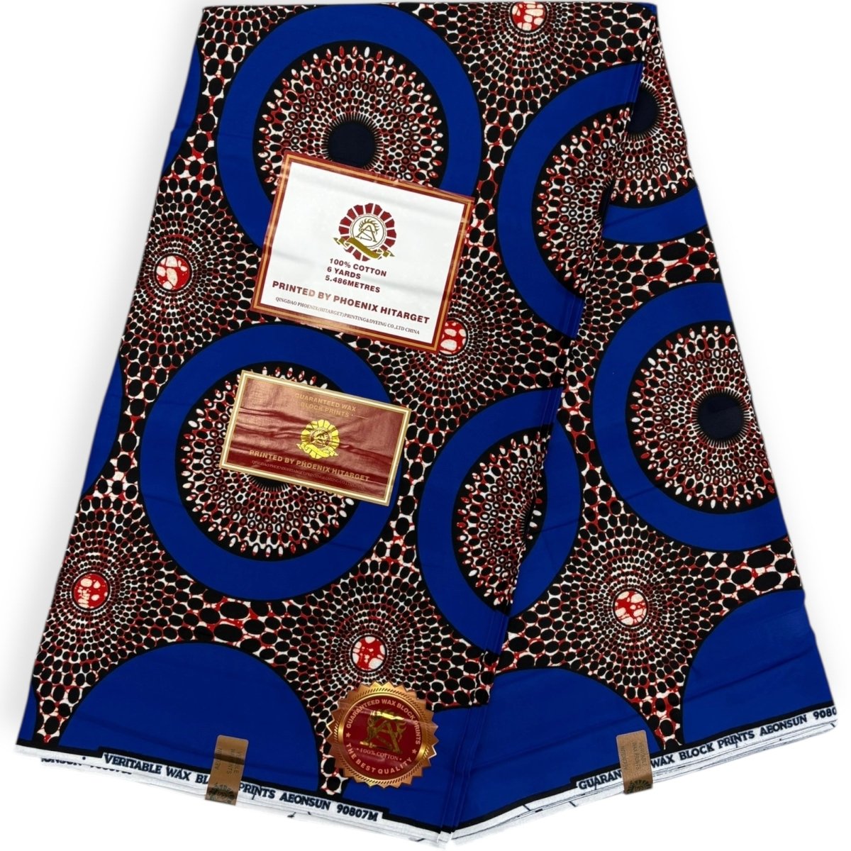 Wax Hitarget 6 Yards - 100% Coton - Bleu et Rouge - Soumawax Soumawax