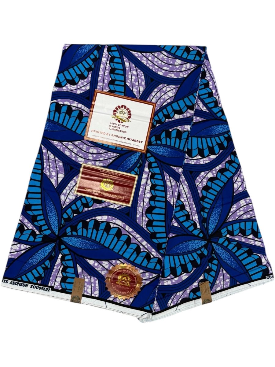 Wax Hitarget 6 Yards - 100% Coton - Bleu et Violet - Soumawax Soumawax