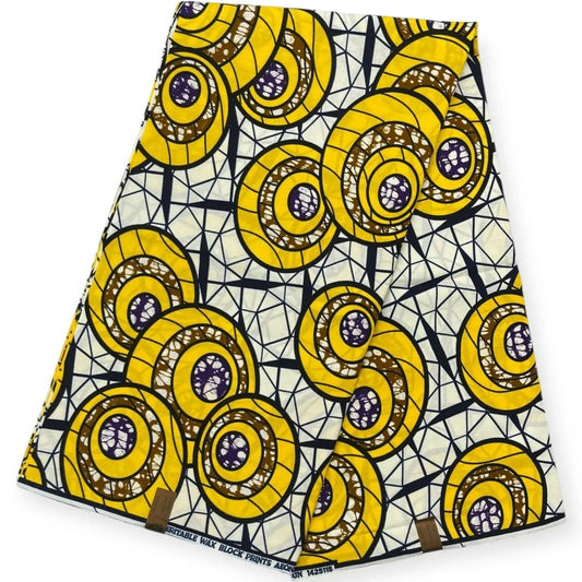 Wax Hitarget 6 Yards - 100% Coton - Jaune & Blanc Soumawax Soumawax