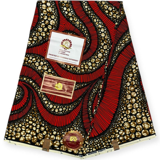 Wax Hitarget 6 Yards - 100% Coton - Marron et Orange - Soumawax Soumawax