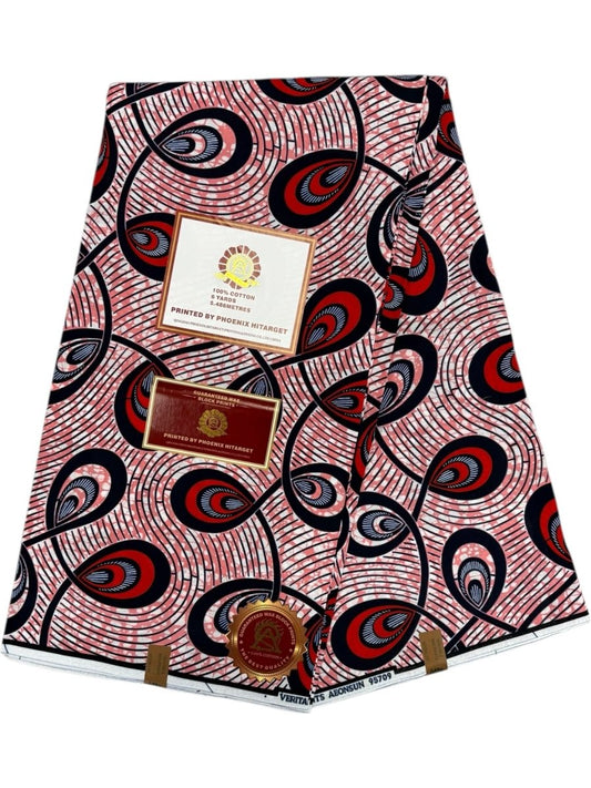 Wax Hitarget 6 Yards - 100% Coton - Rose, Rouge et Bleu - Soumawax Soumawax