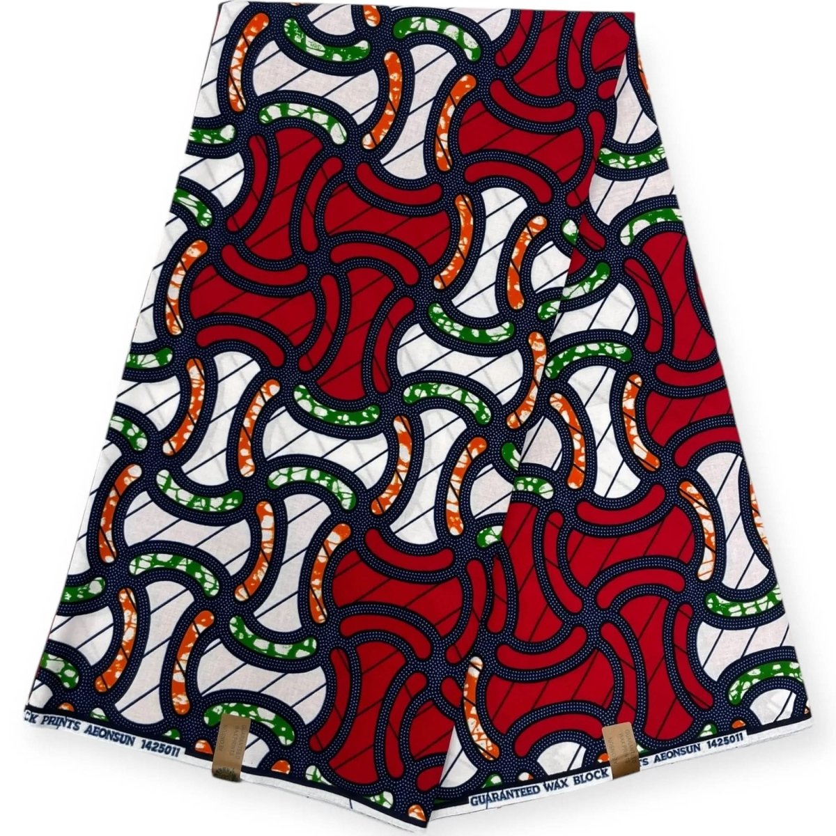 Wax Hitarget 6 Yards - 100% Coton - Rouge, Vert, Orange & Blanc - Soumawax Soumawax