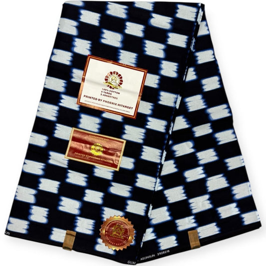 Wax motif Lepi Hitarget 6 Yards - 100% Coton - Bleu - Soumawax Soumawax