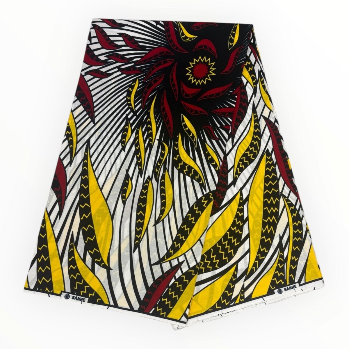 Wax Pagne Africain 6 Yards - 100% Coton - Blanc, Jaune et Rose - Soumawax Soumawax