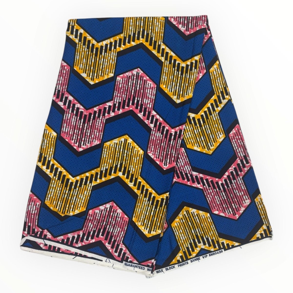 Wax Pagne Africain 6 Yards - 100% Coton - Bleu, Jaune et Rose - Soumawax Soumawax