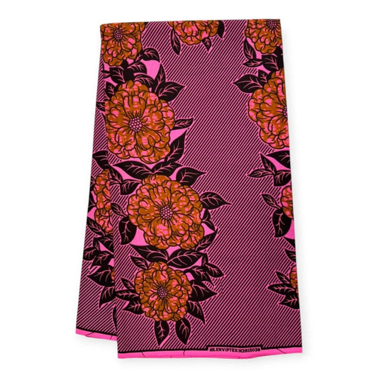 Wax Pagne Africain 6 Yards - 100% Coton - Rose - Soumawax Soumawax