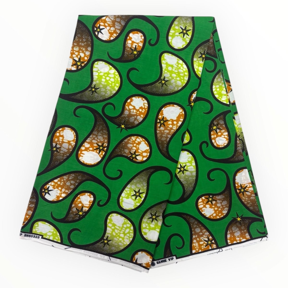 Wax Pagne Africain 6 Yards - 100% Coton - Vert et Marron - Soumawax Soumawax