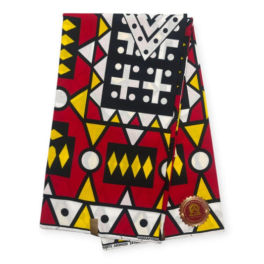 Wax Samakaka Hitarget 6 Yards - 100% Coton - Rouge & Jaune - Soumawax Soumawax