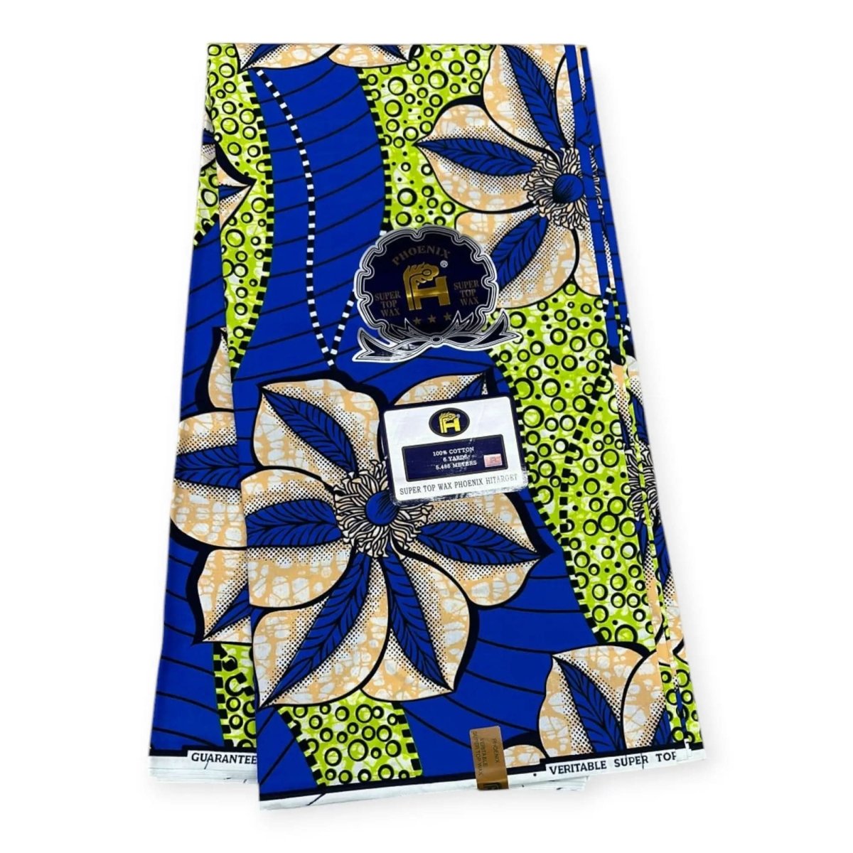 Wax Super Sosso Hitarget 6 Yards - 100% Coton - Bleu & Vert - Soumawax Soumawax